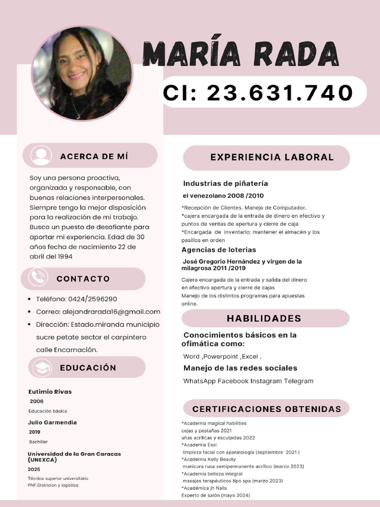 Curriculum María Rada New | PDF