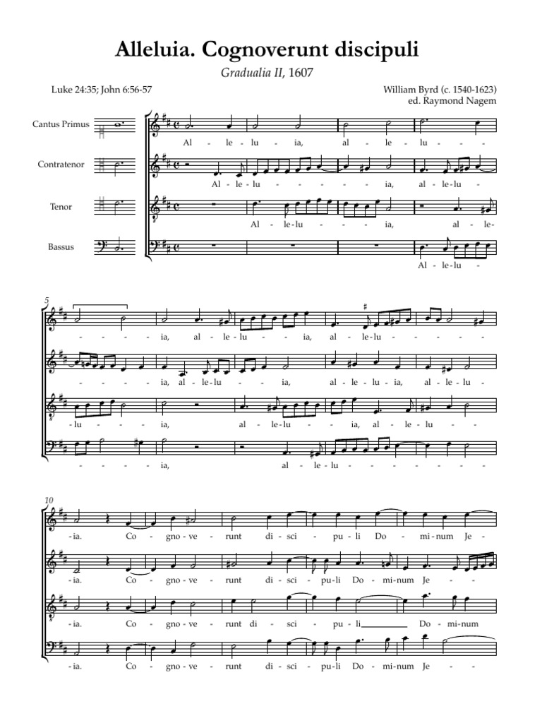 Byrd - Alleluia Cognoverunt Discipuli | PDF