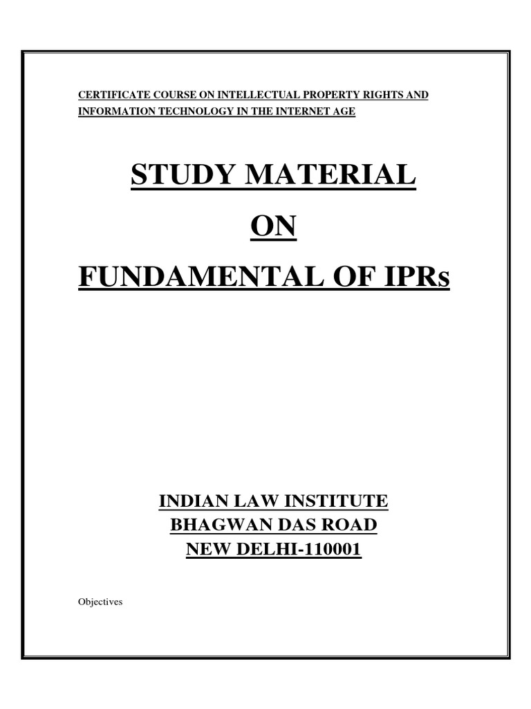Fundamental of IPRs | PDF | Intellectual Property | Copyright