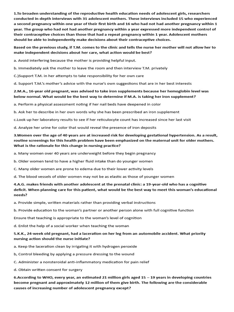 Adolescent Pregnancy: Nursing Care Insights | PDF | Pregnancy | Childbirth