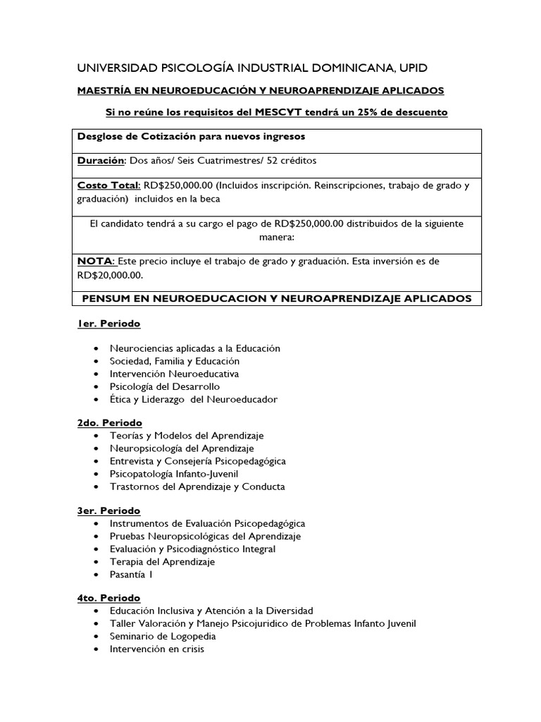 Maestría en Neuroeducación UPID | PDF | Sicología | Ciencias del ...