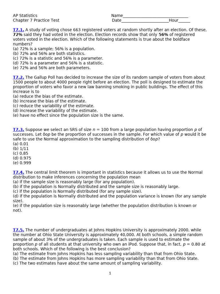 3 - CH 7 Practice Test | PDF