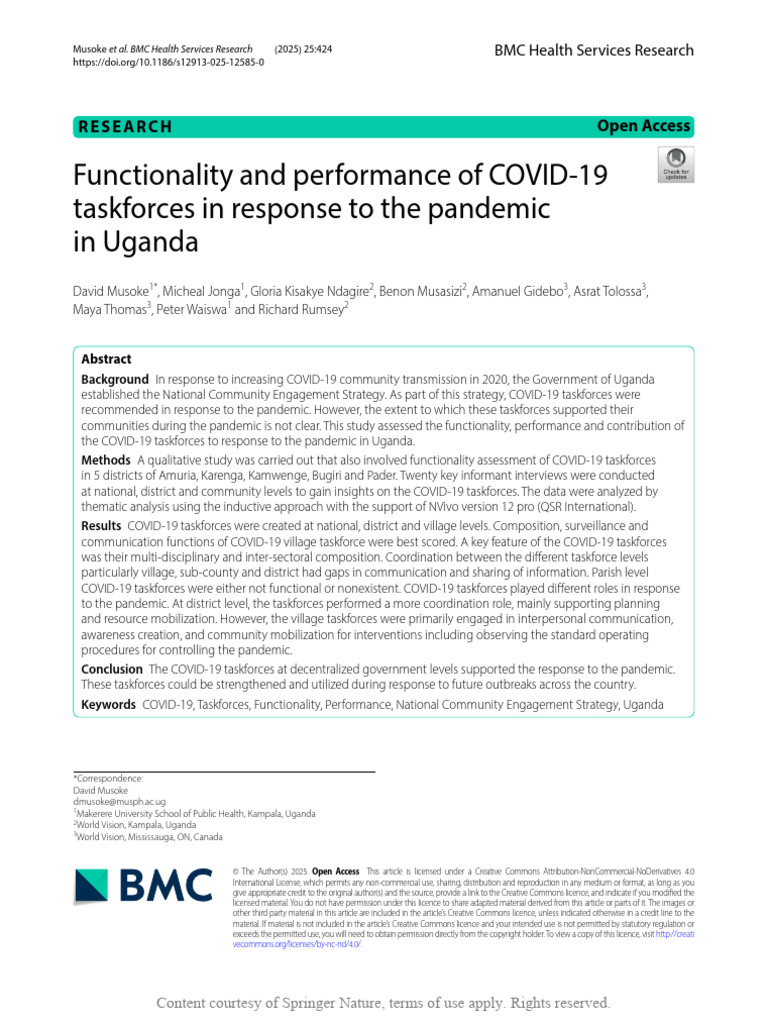 Functionality and Performance of COVID-19 Taskforc | PDF | Creative ...