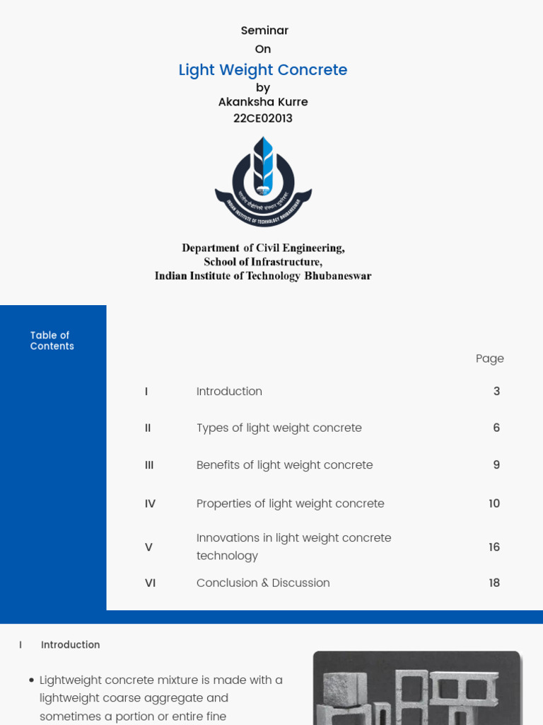 Lightweight Concrete Seminar Overview Pdf Concrete Construction