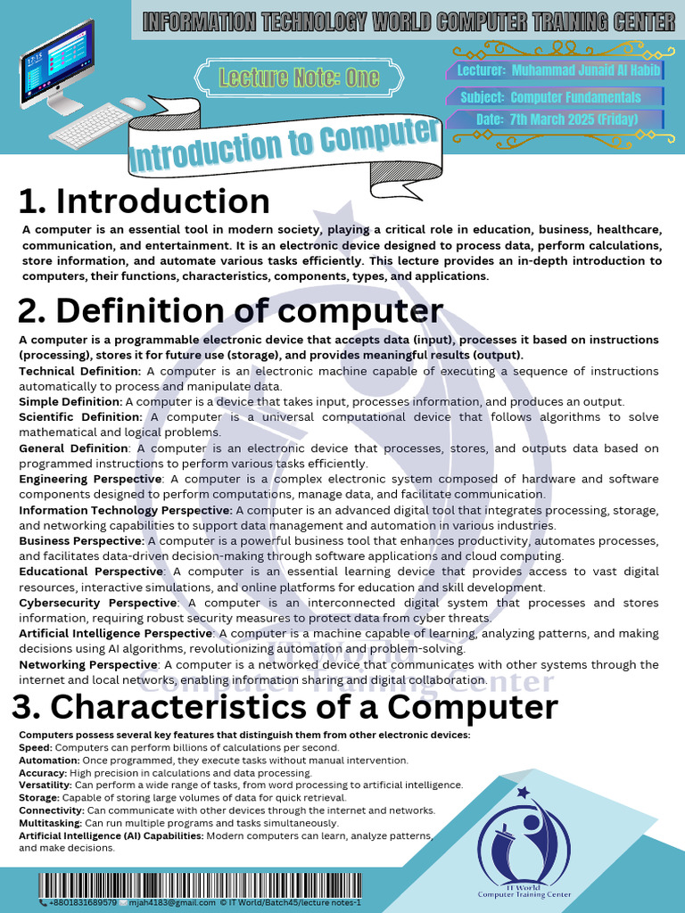 Computer Fundamentals Lecture Notes | PDF | Computer Data Storage ...