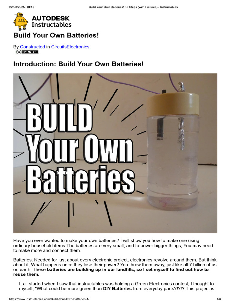 Create Your Own Eco-Friendly Battery | PDF | Electrochemistry ...