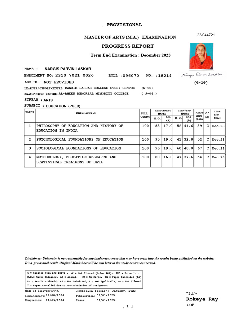 marksheet_231070210026 | PDF | Intelligence | Learning