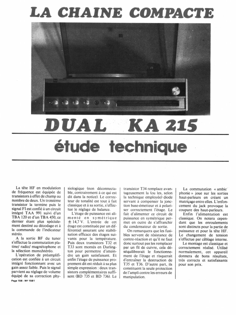 Dual KA 215 Schematic | PDF