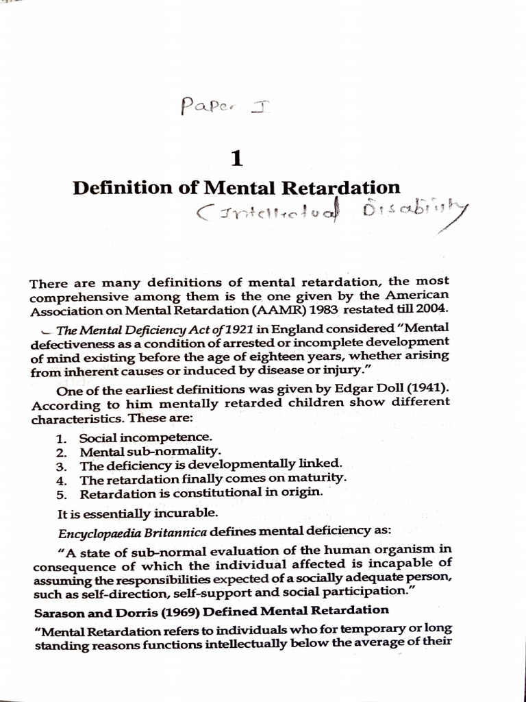 Understanding Mental Retardation Definitions | PDF | Intellectual ...