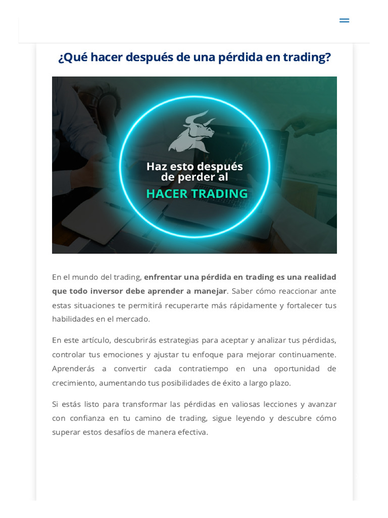 Enfrenta Una Pérdida en Trading - 7 Pasos Que Debes Seguir | PDF | Las ...