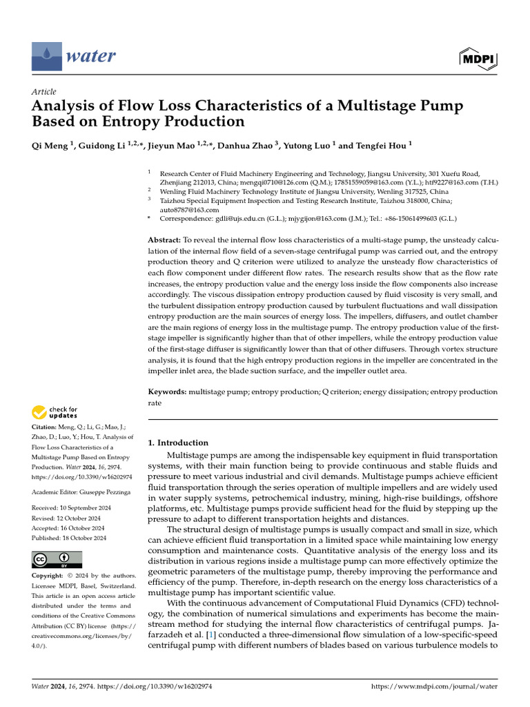 Flow Loss Analysis in Multistage Pumps | PDF | Pump | Flow Measurement