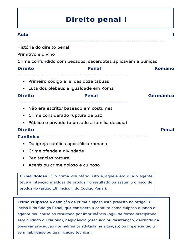 Direito Penal 1 | PDF | Crimes | Crime e Violência