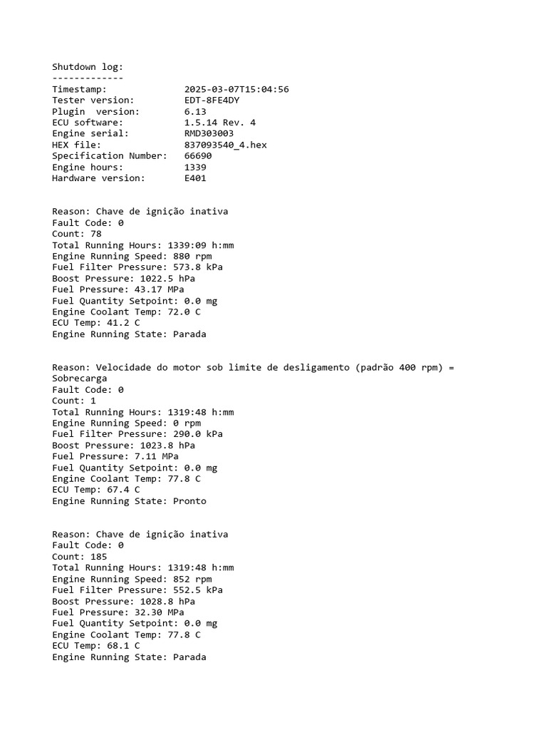 Engine Shutdown Log Analysis Report | PDF | Pascal (Unit ...