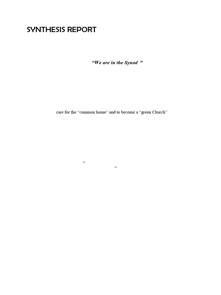 San Pablo Diocese Synod Synthesis Report | PDF | Prayer | Clergy