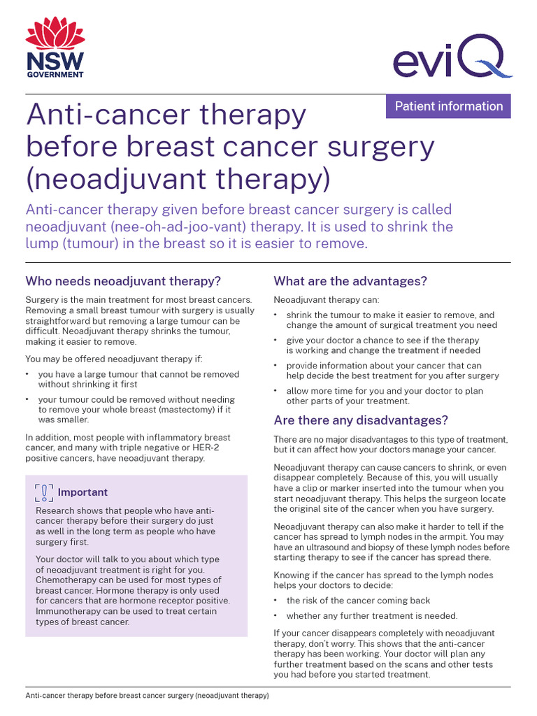 Neoadjuvant Therapy for Breast Cancer | PDF | Cancer | Breast Cancer