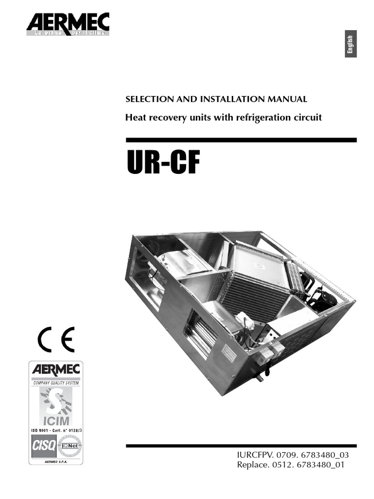 UR-CF Heat Recovery Unit Manual | PDF | Heat Pump | Temperature