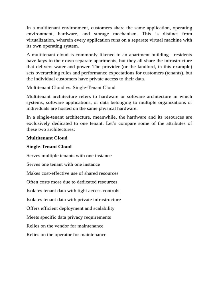 Understanding Multitenant Cloud Architecture | PDF | Cloud Computing ...