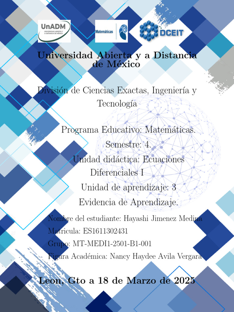 Medi1 U3 Ea Hajm | PDF | Ecuaciones | Transformada de Laplace