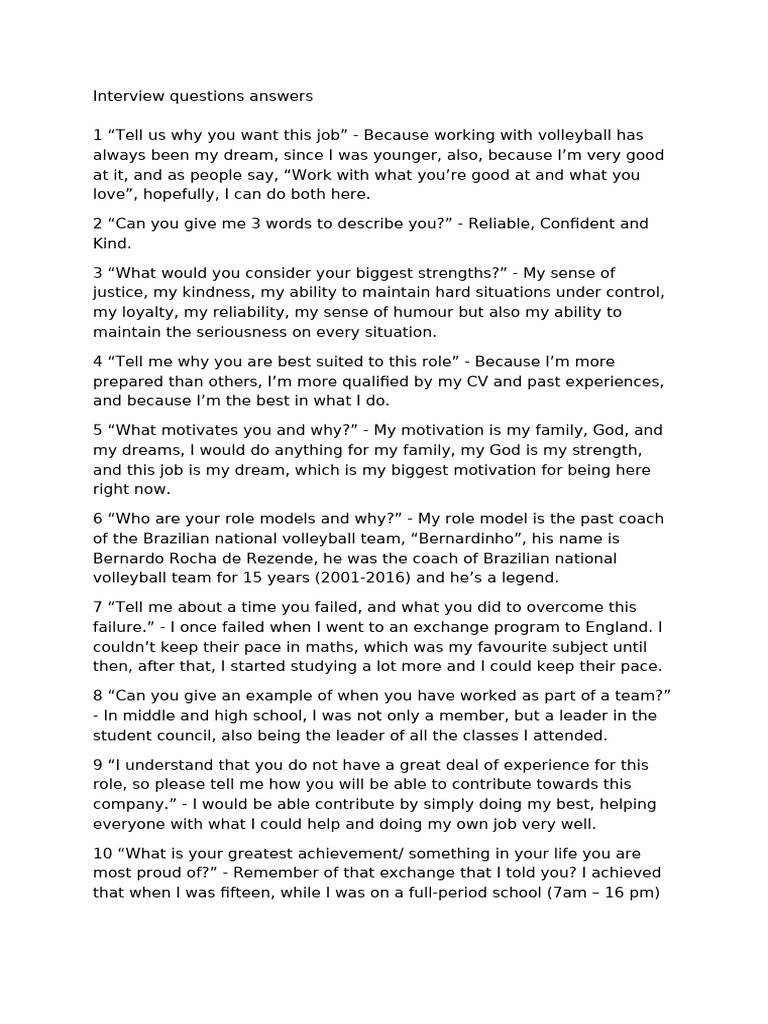 Interview answers | PDF