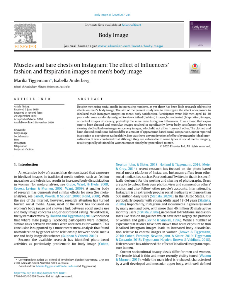 Instagram's Impact on Men's Body Image | PDF | Body Image | Physical ...