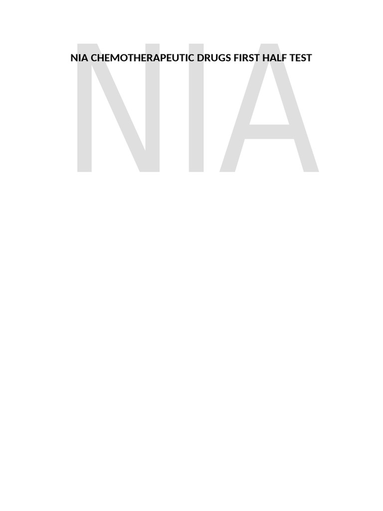 NIA Chemotherapy Drug Test Questions | PDF | Methicillin Resistant ...
