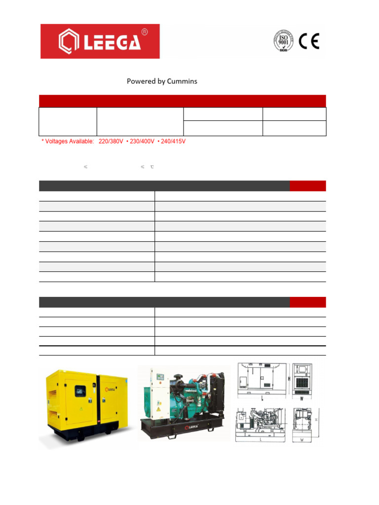 Generator Specifications and Weight Details | PDF | Engines | Electric ...
