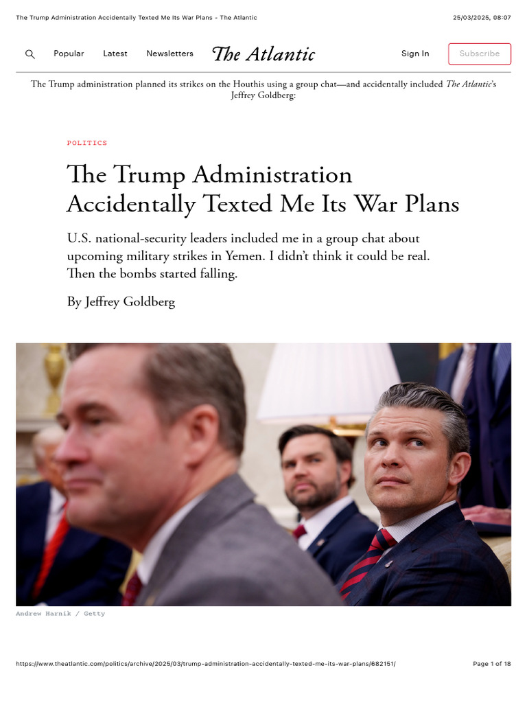 The Trump Administration Accidentally Texted Me Its War Plans - The ...