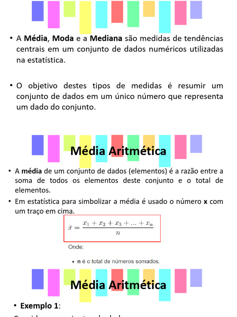 Média, Moda e Mediana na Estatística | PDF | Média | Modo (Estatística)
