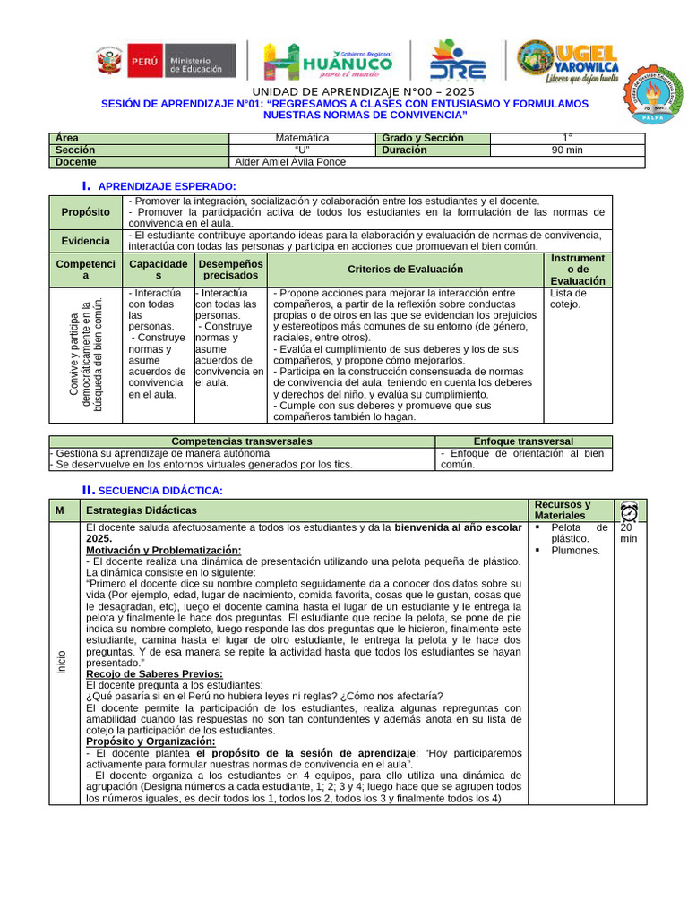 Normas de Convivencia en Aula 2025 | PDF | Salón de clases | Aprendizaje
