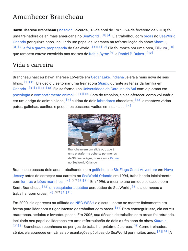 Morte de Dawn Brancheau no SeaWorld | PDF