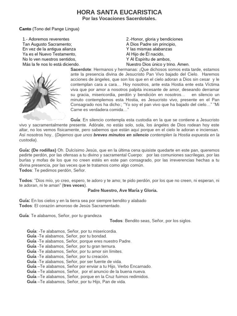 Hora Santa por Vocaciones Sacerdotales | PDF | eucaristía | Cristo (título)