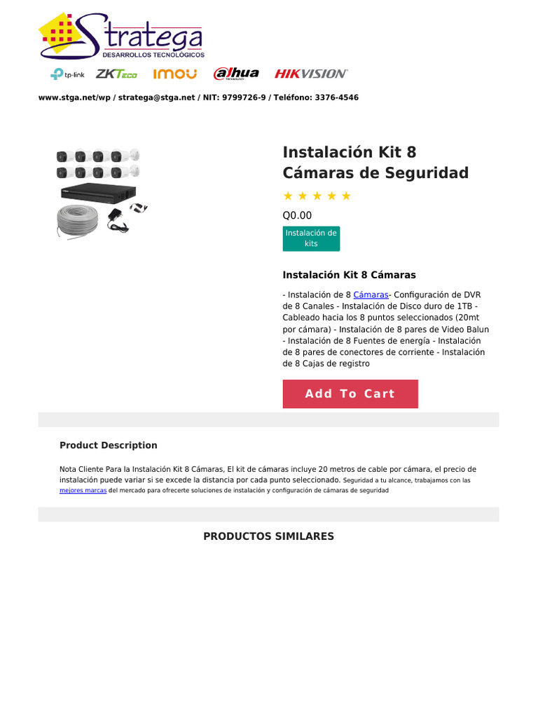 Instalación Kit 8 Cámaras de Seguridad | PDF