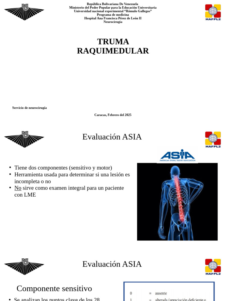 Evaluación ASIA en Trauma Raquimedular | PDF