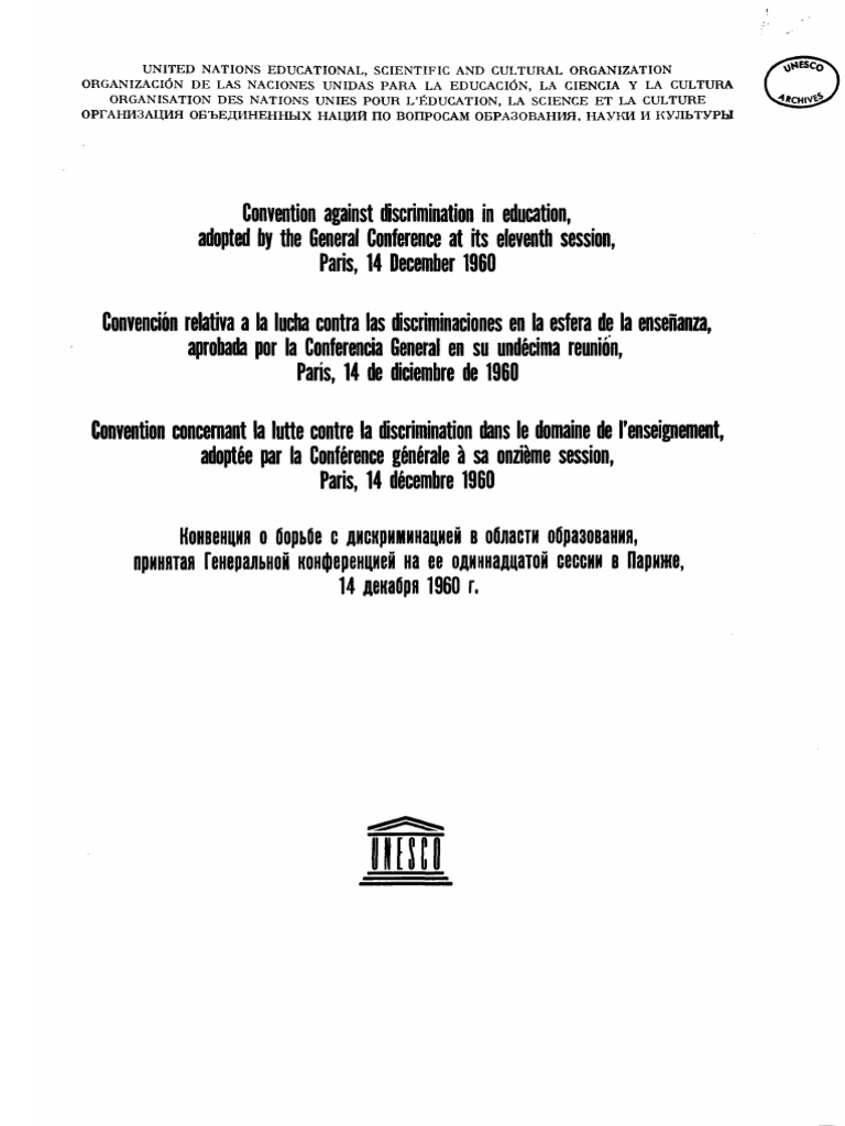 Convención contra la Discriminación Educativa | PDF | Justicia | Crimen ...