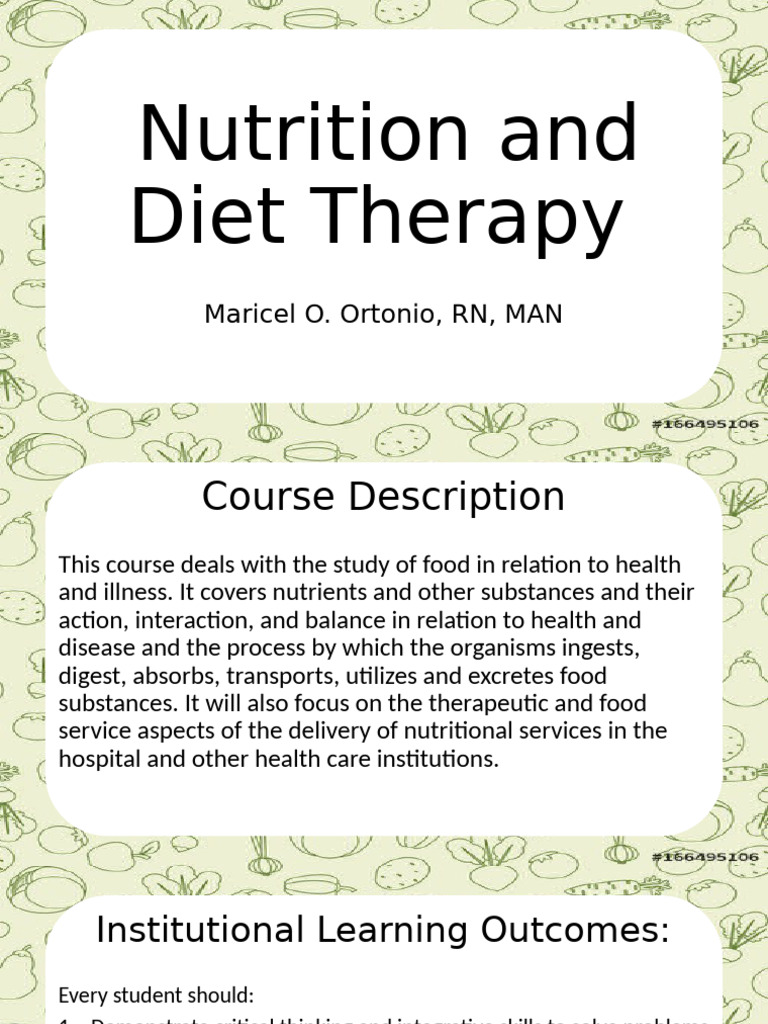 Nutrition and Diet Therapy Course Overview | PDF | Nutrients | Food Energy