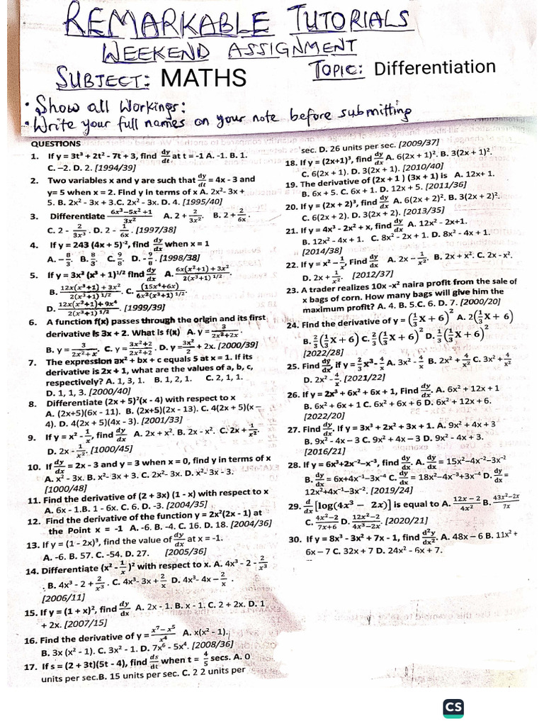 Differential Calculus (1-65) | PDF