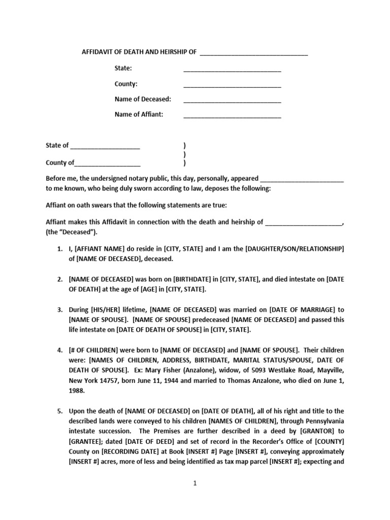 2.5.2 Affidavit of Heirship Form Land | PDF | Affidavit | Inheritance