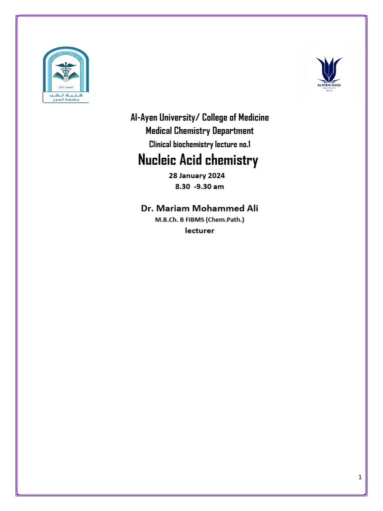Nucleic Acid Chemistry Overview | PDF | Nucleotides | Nucleic Acids