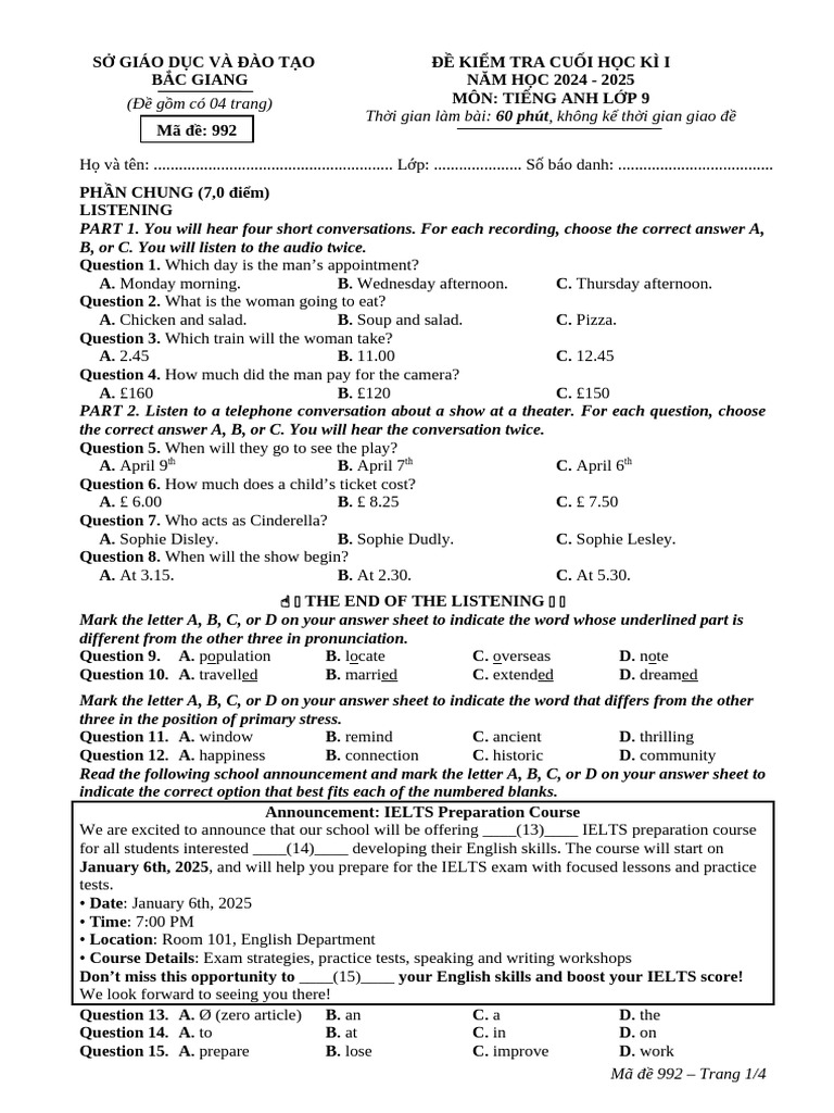English Test for 9th Grade Students | PDF | Wine | Foods