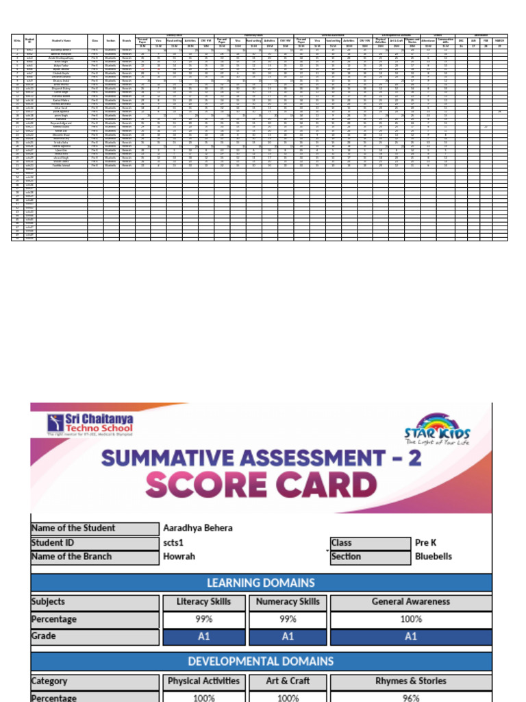 Pre-K Student Performance Report | PDF | Human Communication | Writing