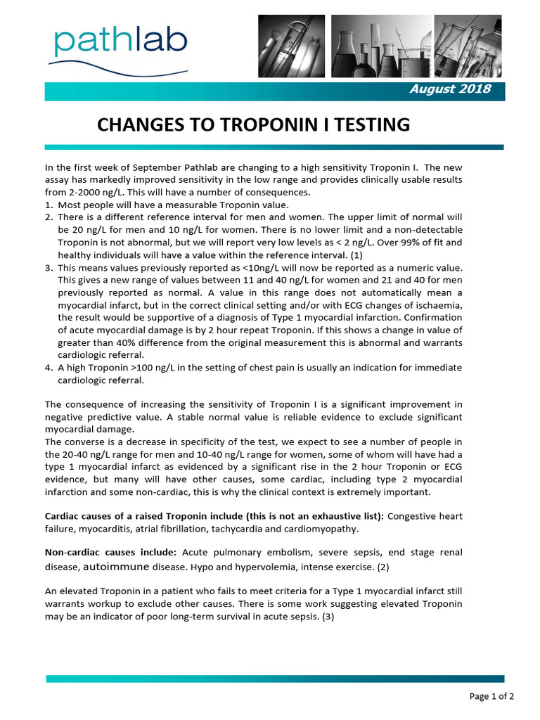 High Sensitivity Troponin I Testing Update | PDF | Myocardial ...