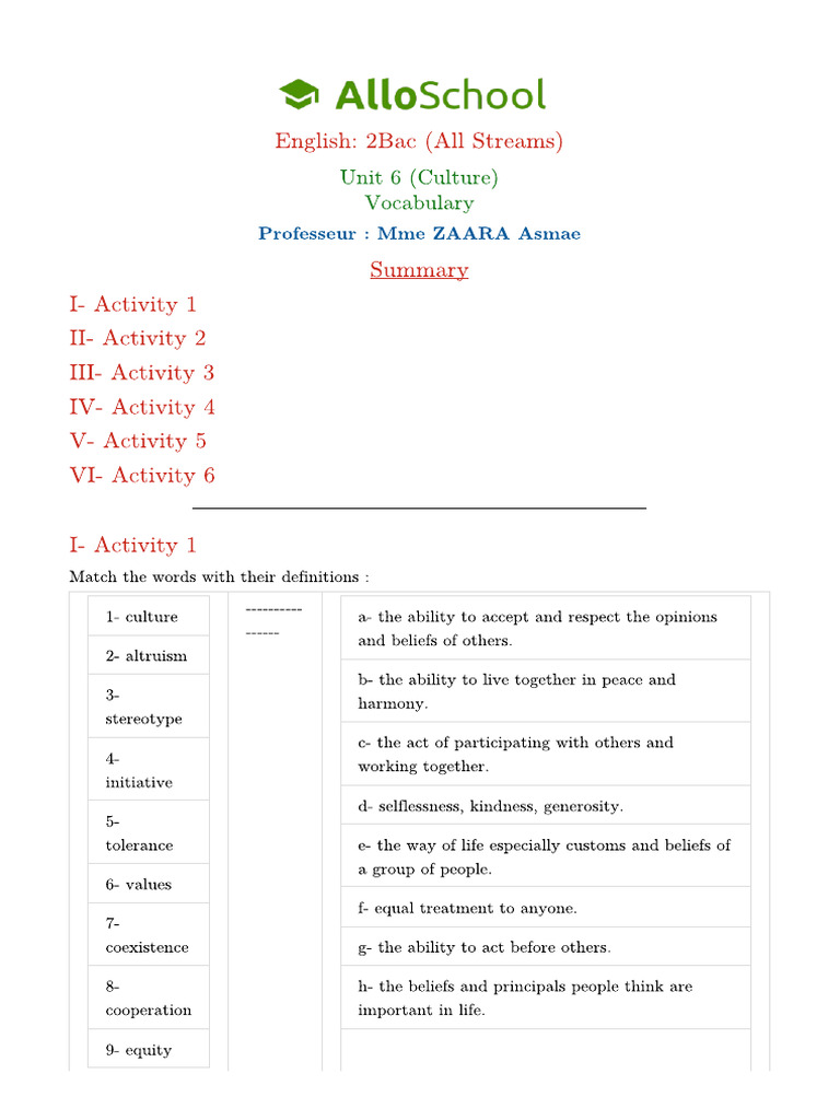 Vocabulary 6 9 | PDF