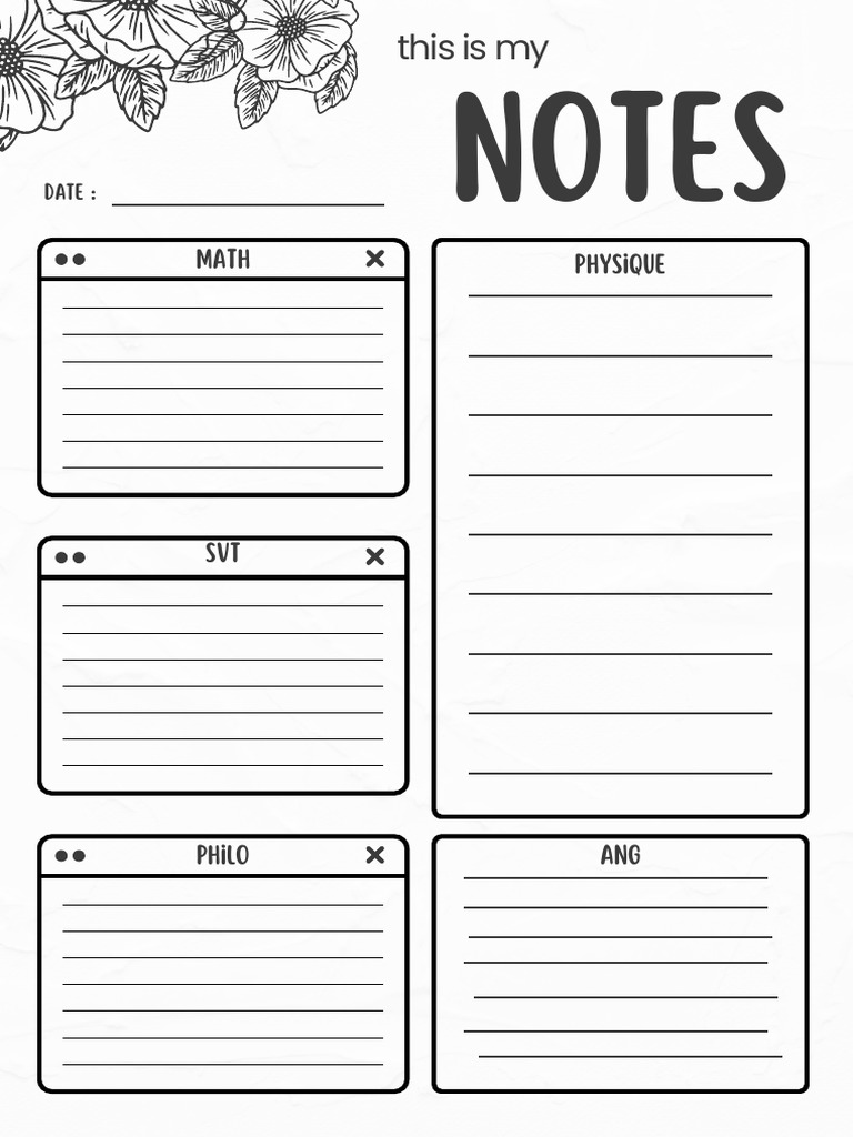 White Black Simple Flower Meeting Notes | PDF