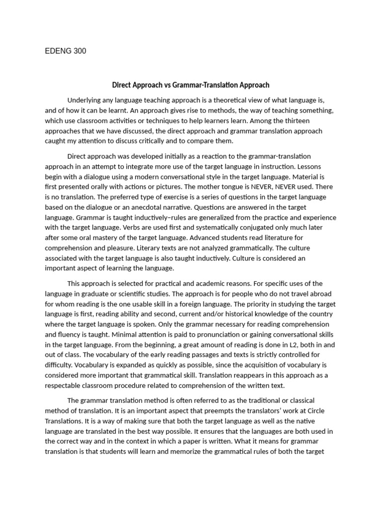 Direct vs Grammar-Translation Methods | PDF | Second Language ...