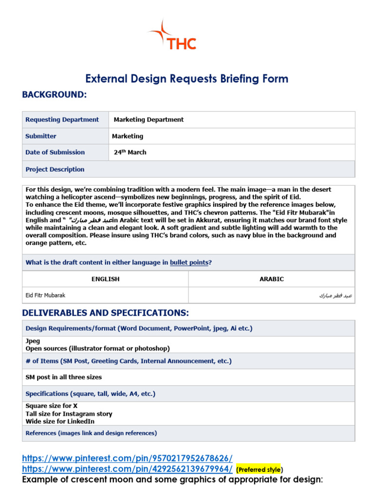 Briefing Form (Eid Al Fitr Celebration Post) | PDF