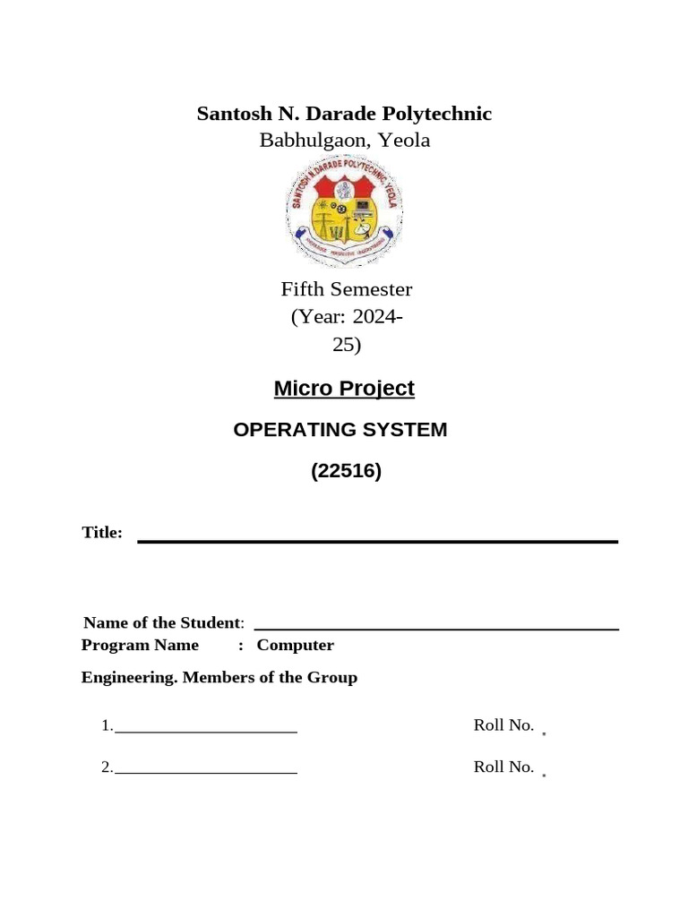 OSY Micro Project Format 2024-25 | PDF | Shell (Computing) | Scripting ...