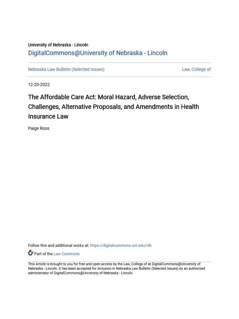 ACA: Moral Hazard and Insurance Challenges | PDF | Medicaid | Medicare ...