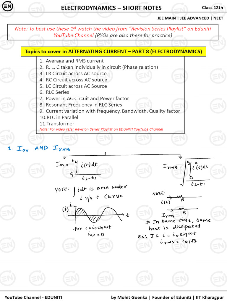 AC Electrodynamics Short Notes | PDF | Control Theory ...