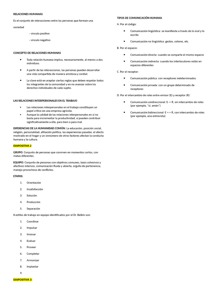 Relaciones Humanas | PDF | Comunicación | Relaciones interpersonales