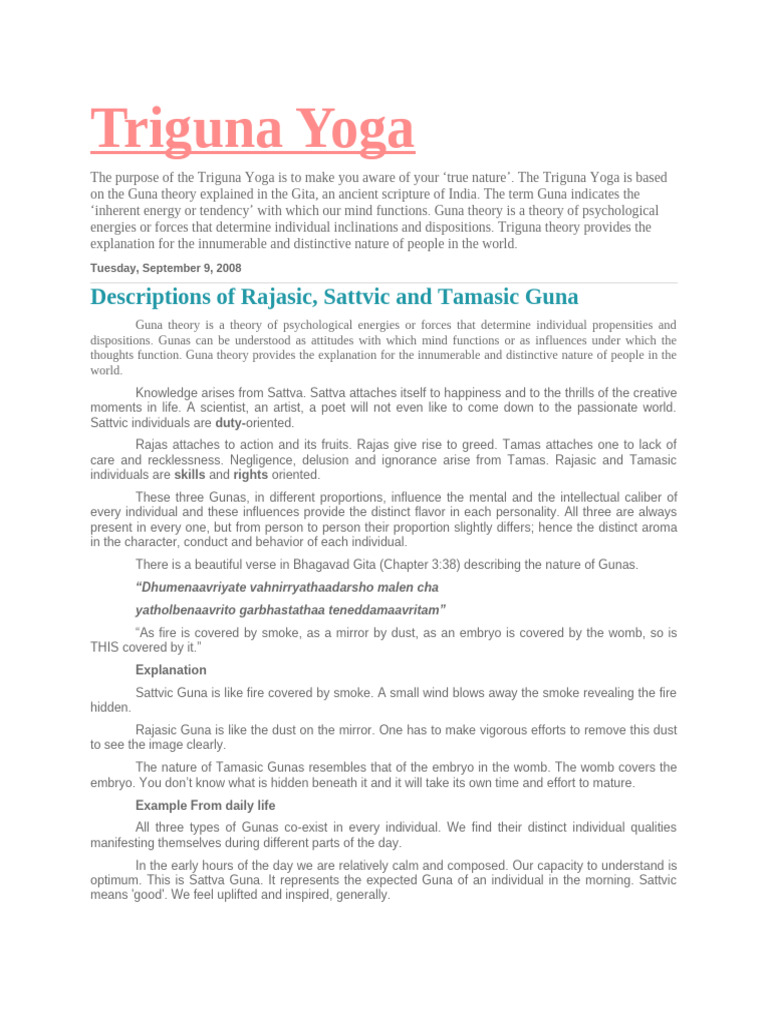Understanding Triguna in Yoga | PDF